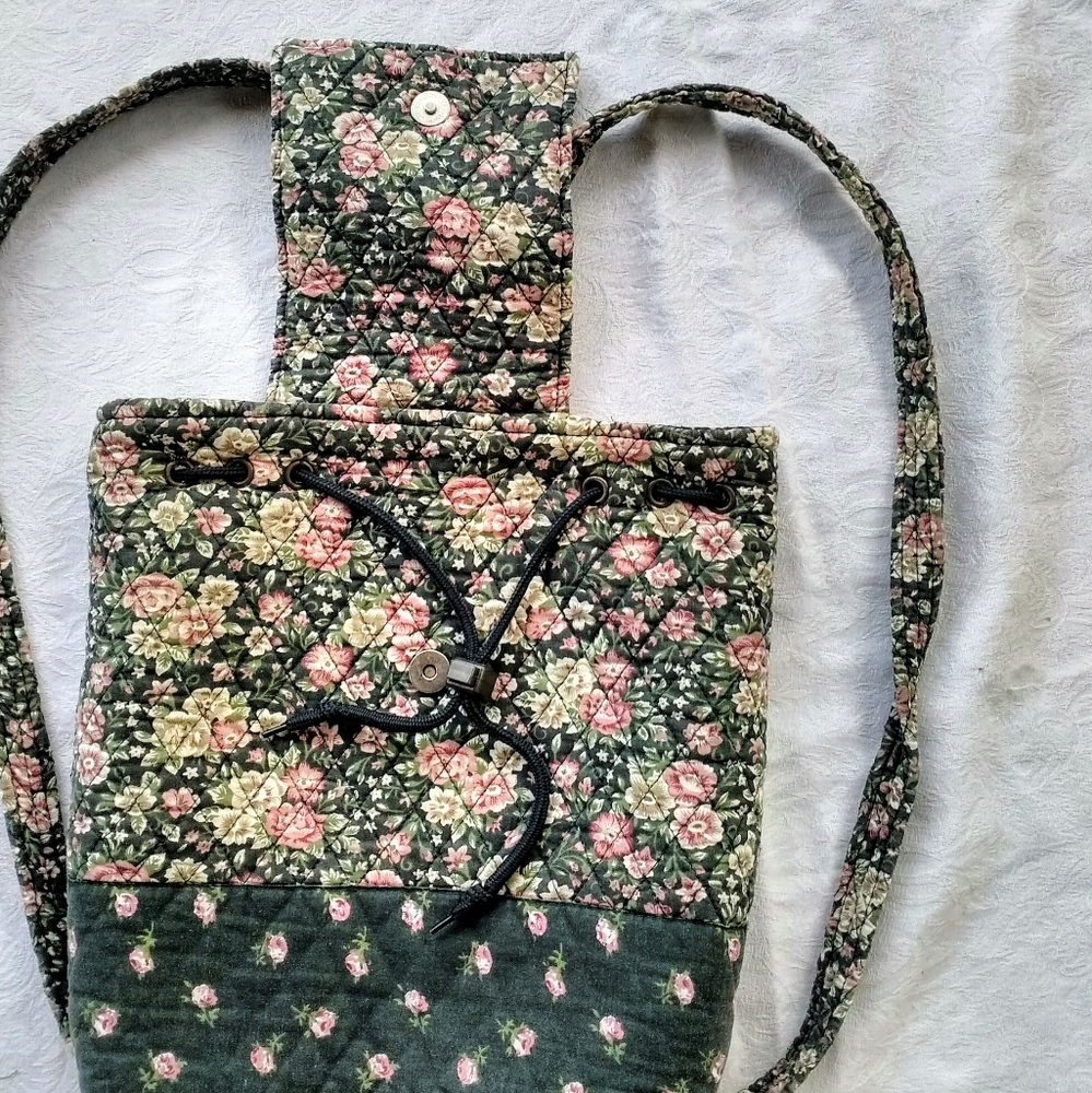 Knapsack Green Patterned Quilted Backpack - image 4